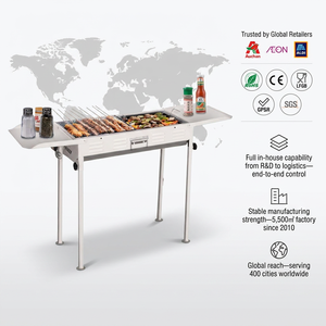 Parrilla Portátil <span class=keywords><strong>Plegable</strong></span> Multifuncional Desmontable Moderna y Sencilla para Barbacoa, Horno de Carbón de Doble Uso para Acampar al Aire Libre, Color Blanco - Product Image 1