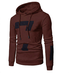 Men's Green Hooded Sweatshirt With Black Number 7 Print Slim Fit Casual Knitted Long Sleeve Autumn Wear - Product Image 5