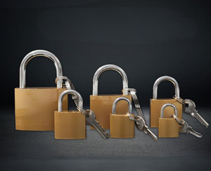 Cadenas en fer et cuivre à ouverture simple, mini, antivol, pour articles ménagers divers - Product Image 1