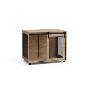 <b>Dog</b> Crate & <b>Cage</b> Pet House Wood Modern Breathable Indoor <b>Medium</b> <b>Size</b> Horizontal Sliding Door Furniture - Product Image 1