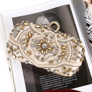 Elegante Borsa da Sera in <span class=keywords><strong>Raso</strong></span> con Motivi Floreali, Pochette da Donna con Diamanti e Strass, Borsetta da Cerimonia - Product Image 4