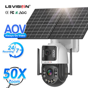 Caméra CCTV solaire extérieure LS VISION 20W, double objectif <span class=keywords><strong>4MP</strong></span>, zoom 50X, caméra étanche à batterie, PTZ, éclairage 24/7, caméra AOV - Product Image 1