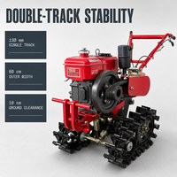 آلة حرث التربة المحمولة 180E/9HP بمحرك ديزل مبرد بالماء وجنزير مزدوج، مثالية للمزارع والحدائق.