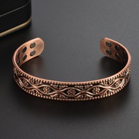 Bracelet ajustable magnétique en cuivre plaqué or rose, motif fleur de prunier sculptée, style rétro, pour femmes et hommes