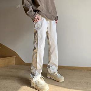 Pantalones Cargo con Botones para Hombre, Diseño Pintado Informal, Estilo Americano, Corte Ajustado Ligeramente Acampanado, para Primavera y Otoño - Product Image 4