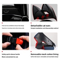 Casque de moto électrique HNJ ABS avec oreilles de chat pour femme, intégral, été, vente en gros usine