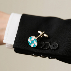 カフスボタンメーカーサプライヤーカスタマイズされたロゴメタルカフリンクスメンズカフスボタンとタイクリップ - Product Image 6