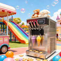 Commerciële aanrechtmodel soft-serve ijsmachine met 3 smaken fruit, snelle koeling, roestvrij staal, GMCC compressor R410a