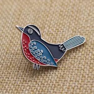 Free Artwork Free Sample Metal Soft Enamel Bird Badge Kingfisher Lapel Pin Custom