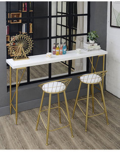 Ensemble table haute et chaises en fer forgé et bois massif de style nordique pour <span class=keywords><strong>salon</strong></span>, cloison de séparation ou <span class=keywords><strong>bar</strong></span> à domicile - Product Image 2