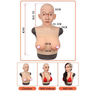 Masque de tête en silicone intégral pour femme travestie avec seins, masque de tête pour femme pour accessoires de cosplay, déguisement de mascarade, Halloween - Product Image 6