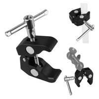 Pince griffe super robuste pour caméra avec filetages 1/4 et 3/8 pouces, ouverture maximale 2,12 pouces pour bras articulé