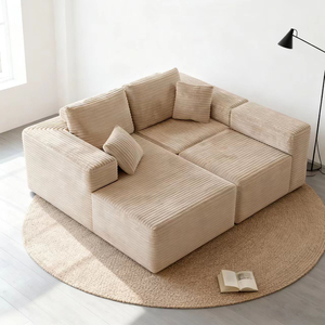 Großhandel Neues <span class=keywords><strong>L</strong></span>-Form Multifunktionales <span class=keywords><strong>Sofa</strong></span> mit Bequemem Langflor-Stoffbezug, Starkem Stützschaum und Modularem Schlafsofa - Product Image 3