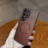 Coque de téléphone avec film de protection d'écran en verre magnétique à effet laser pour Samsung Galaxy S26 S25 S24 Plus Ultra