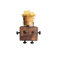 Diffuseur de parfum pour voiture en bois massif gravé, robot mignon qui bouge les pattes, à clipser sur la grille d'aération
