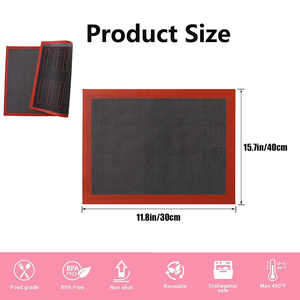 Anti-aanbak Duurzame Bakmat Herbruikbaar Bakmat <b>Silicone</b> Oven Antislip Bakmat Voor Puffs Koekjes Brood Gebak Pizza - Product Image 2