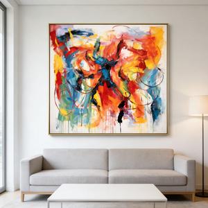 Peinture abstraite expressionniste aux couleurs vives, peinte à la main sur toile texturée, œuvre d'art originale à l'huile blanche, vente en gros - Product Image 5