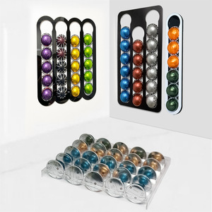 Support de rangement pour capsules de café, pour dosettes compatibles Nespresso, support mural avec 4 colonnes et 20 fentes, design moderne et simple - Product Image 1