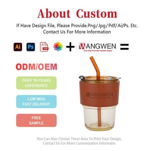 แก้วกาแฟแก้วแบบใช้ซ้ำได้พร้อมหลอดดูด พิมพ์โลโก้ได้ตามต้องการ คุณภาพพรีเมียม - Product Image 2