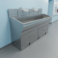 Évier médical ergonomique Hochey en acier inoxydable 304 de haute qualité, à dossier bas, pour trois personnes, idéal pour salles d'opération hospitalières