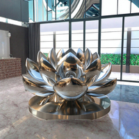 Sculpture de lotus en acier inoxydable, grande statue florale en métal pour hall d'hôtel, club-house, décoration intérieure, exposition artistique, ornement