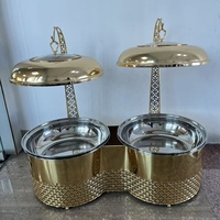 Chauffe-Plat Professionnel en Acier Inoxydable Doré 8L pour Buffet, Traiteur, Hôtel et Mariage