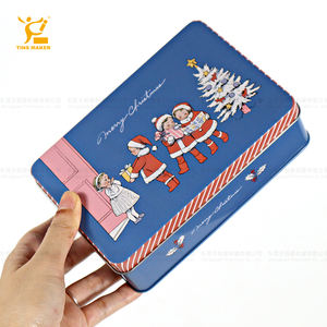 Tinsmaker Fabrik Maßgefertigte Bedruckte Rechteckige Blaue Metall-Keksdosen mit Deckeln Luxuriöse Weihnachtsgeschenk-Blechdosen Verpackung - Product Image 3