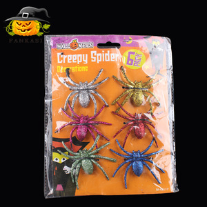 Halloween Creepy <b>Spider</b> Decorations 6 Pack Multicolor <b>Plastic</b> Indoor Props - Product Image 1