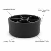Pieds de meubles coniques en plastique noir pour canapé, table, armoire, design moderne, pieds stables avec protections pour le sol
