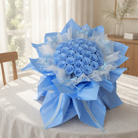 Blauw geconserveerd rozenboeket, op maat gemaakte eeuwige roos, Valentijnsdag cadeau, echt eeuwigdurend bloemenboeket voor vriendin, jubileum