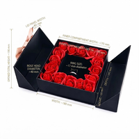 Boîte rigide à double porte avec logo personnalisable, conteneur haut de gamme avec rose éternelle et plateau pour bague, pour la présentation de bijoux