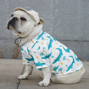 <b>Pug</b> French Bulldog Hawaiian Style Shirt Thin Summer Dog <b>Clothes</b> Alligator Banana Leaves Pattern Casual Pet Apparel - Product Image 1