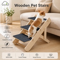 Escalier pour animaux de compagnie en bois, 3 marches, marches antidérapantes en tapis, cadre en bois naturel, bords arrondis, pour petits chiens et chats