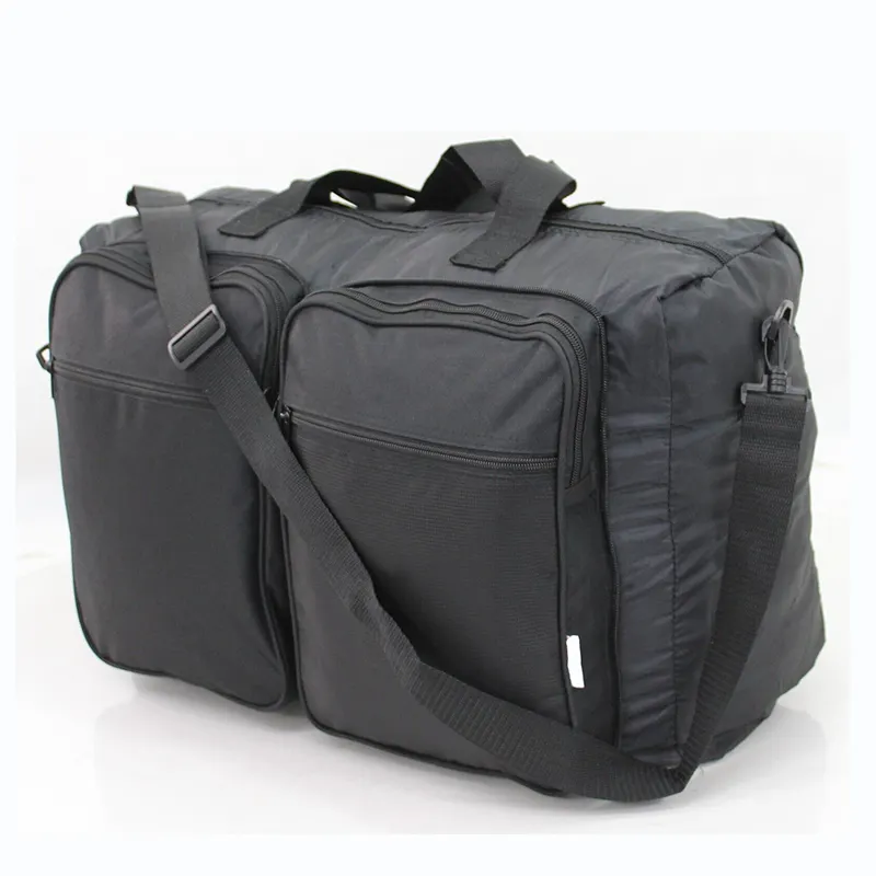 Grande logotipo personalizado Lightweight Black Travel Bolsa de voo Ombro Tote Folding Cabin Bag For Men
