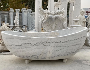 Bañera independiente de piedra natural sólida tallada a mano más vendida a la venta - Product Image 1