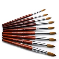 Vente chaude USA Rouge Manche En Bois Acrylique 100% Pure Sable Kolinsky Angleterre Acrylique Poudre Brosse Serti Taille 18-20
