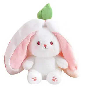 New Cartoon Plush Toy Fruit Transformation Strawberry Carrot Rabbit Birthday Cute Gift Doll Throw Pillow