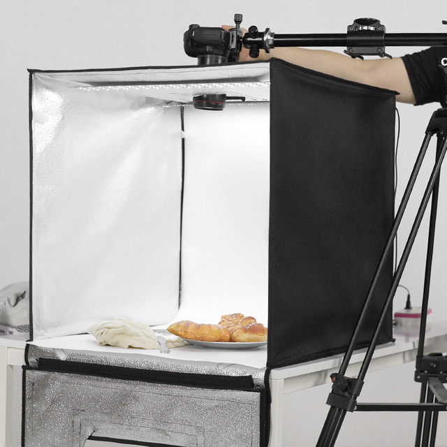AMBITFUL 40cm LED Photo Studio LightBox Adjustable Brightness Led Light Softbox Photobox with 5 Color Background Paper