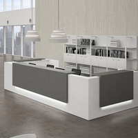 Bureau d'or moderne en corail blanc, surface solide, réception, livraison gratuite