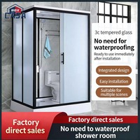 Cabina de Ducha Prefabricada Plegable de Acrílico Todo en Uno para Interiores con Inodoro y Ducha