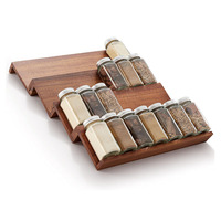 Étagère à condiments à 4 niveaux, support de rangement de cuisine, organisateur à marches, étagère à épices en bois d'acacia
