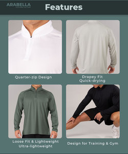 Мужская спортивная кофта Arabella 2026 с длинным рукавом и молнией до середины груди, премиум-класса, для тренировок - Product Image 3