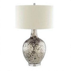 Lámpara de Mesa con Pantalla de Vidrio Agrietado para Sala de Estar, con Pantalla Blanca Decorativa para Sala de Estar - Product Image 1