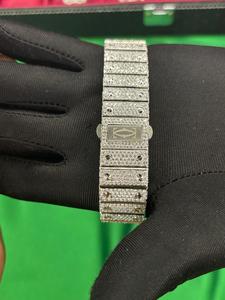 Reloj de pulsera para hombre con pavé completo de moissanita y diamantes, esfera cuadrada plateada, movimiento automático, estilo Hip Hop - Product Image 2