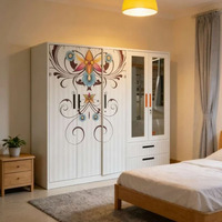 Armoire de chambre en acier imprimé avec tiroirs, meuble de rangement robuste en métal pour vêtements avec système de verrouillage sécurisé