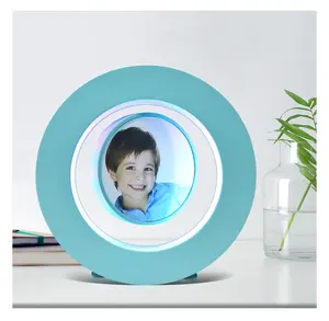 2024 venda quente de levitação magnética em forma de O redondo flutuante com moldura de foto de flutuação rotativa de LED