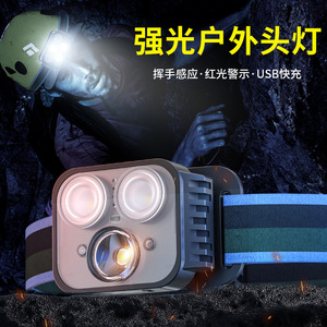 Lampe frontale LED mini Strong Wolf 2000 mAh rechargeable, réglable, portable, super lumineuse, étanche pour la pêche, le cyclisme et la course à pied - Product Image 3