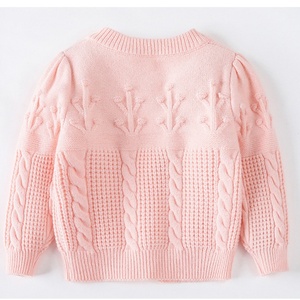 Nouveau <span class=keywords><strong>pull</strong></span> doux pour enfants avec nœud, en tricot torsadé et boutonné, pour filles, collection 2025 - Product Image 2