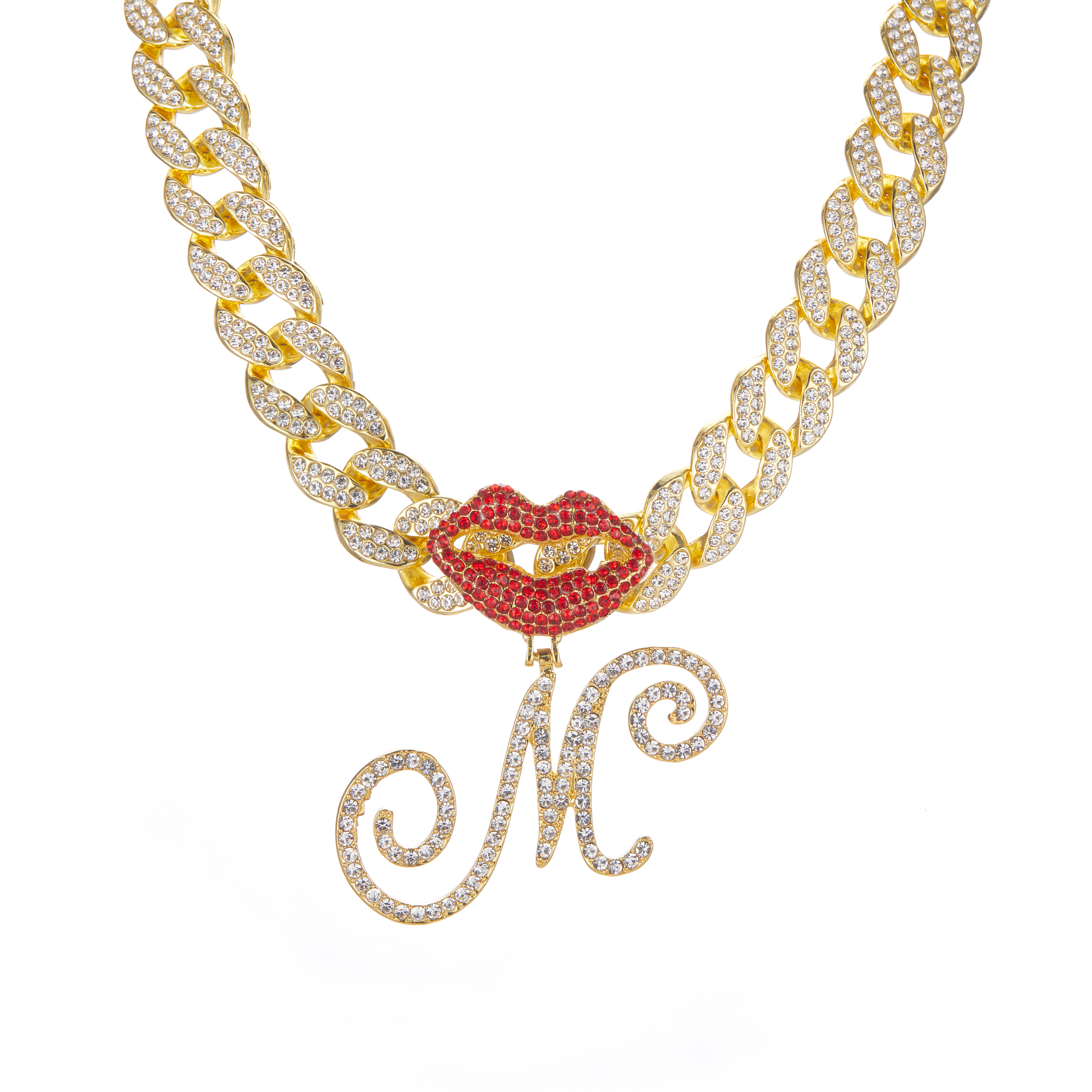 Bleu avec coeur chaîne or