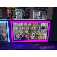 Vitrine de magasin de poupées, base colorée, comptoir en verre, vitrine murale à vision complète, vitrine de magasin de jouets avec éclairage